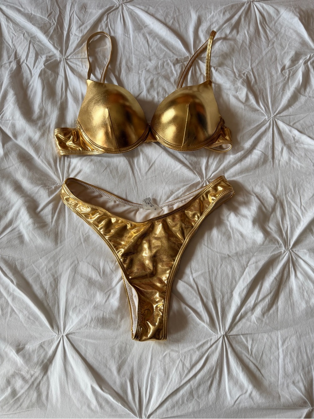 Metallic Gold Bikini Set - Shiny Two-Piece